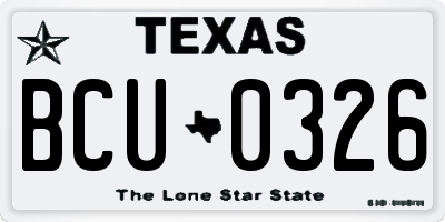 TX license plate BCU0326