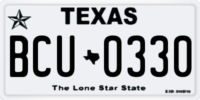 TX license plate BCU0330