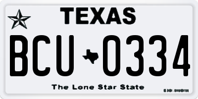 TX license plate BCU0334