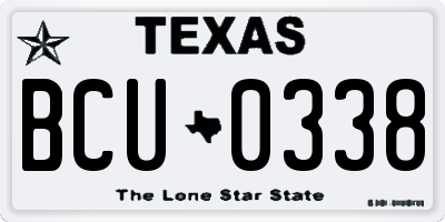 TX license plate BCU0338