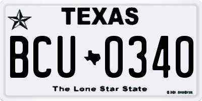 TX license plate BCU0340