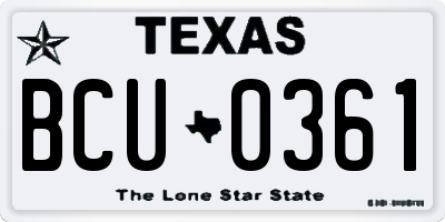 TX license plate BCU0361