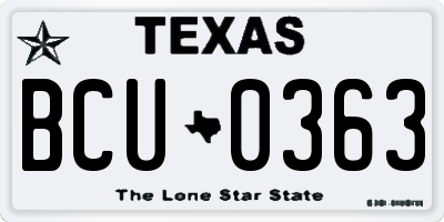 TX license plate BCU0363