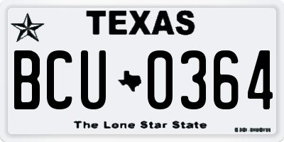 TX license plate BCU0364