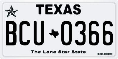 TX license plate BCU0366