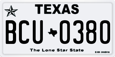 TX license plate BCU0380