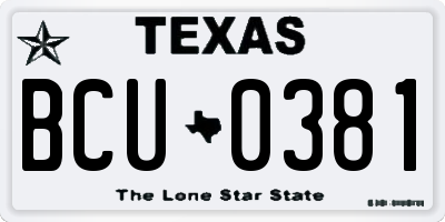 TX license plate BCU0381