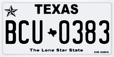 TX license plate BCU0383