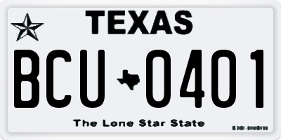 TX license plate BCU0401