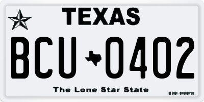 TX license plate BCU0402