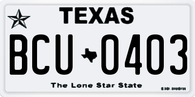 TX license plate BCU0403