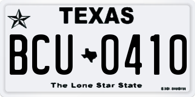 TX license plate BCU0410