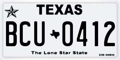 TX license plate BCU0412