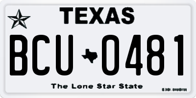 TX license plate BCU0481