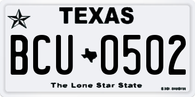 TX license plate BCU0502