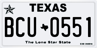TX license plate BCU0551