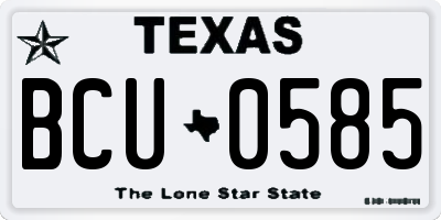 TX license plate BCU0585