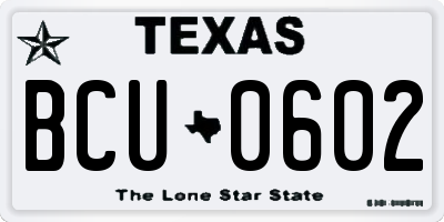 TX license plate BCU0602