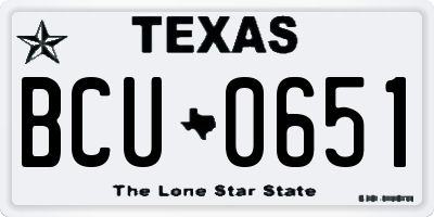 TX license plate BCU0651