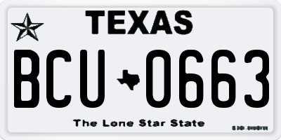 TX license plate BCU0663