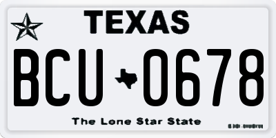 TX license plate BCU0678