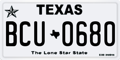TX license plate BCU0680