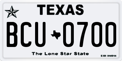 TX license plate BCU0700
