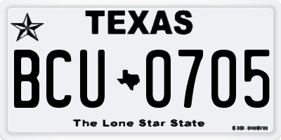 TX license plate BCU0705