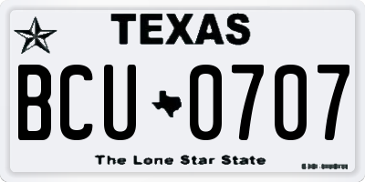 TX license plate BCU0707