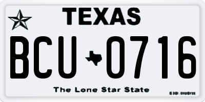 TX license plate BCU0716