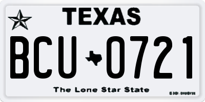 TX license plate BCU0721