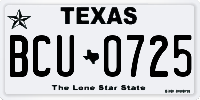 TX license plate BCU0725