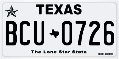 TX license plate BCU0726
