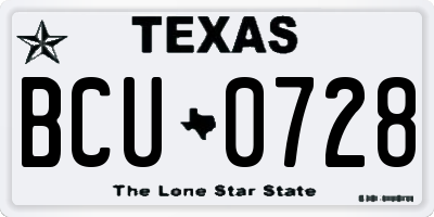 TX license plate BCU0728
