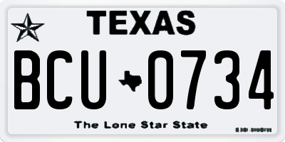TX license plate BCU0734