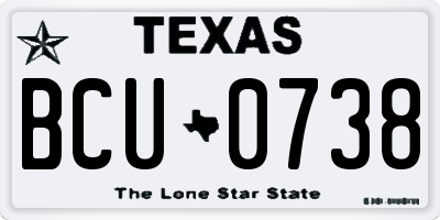 TX license plate BCU0738