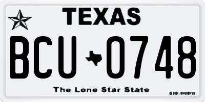 TX license plate BCU0748