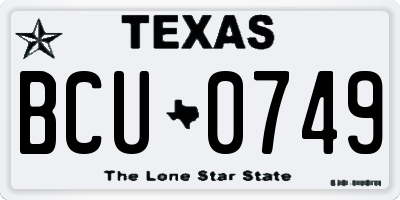 TX license plate BCU0749