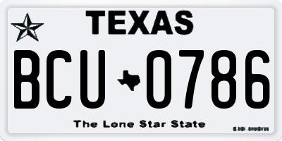 TX license plate BCU0786