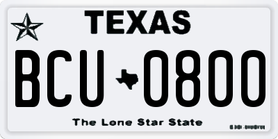 TX license plate BCU0800