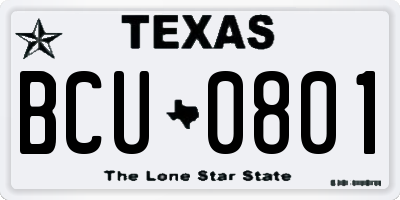 TX license plate BCU0801