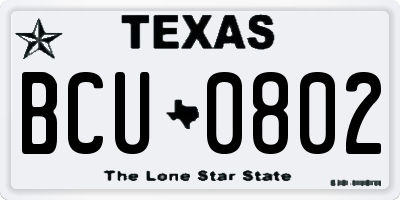 TX license plate BCU0802
