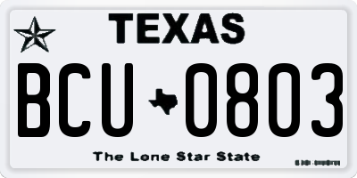 TX license plate BCU0803