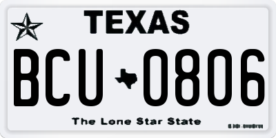 TX license plate BCU0806