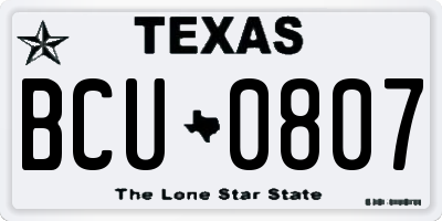 TX license plate BCU0807