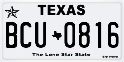 TX license plate BCU0816