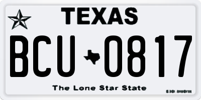 TX license plate BCU0817