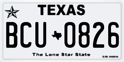 TX license plate BCU0826