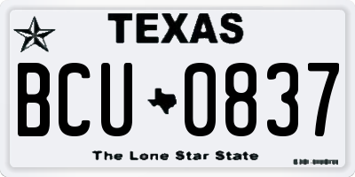TX license plate BCU0837