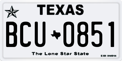 TX license plate BCU0851